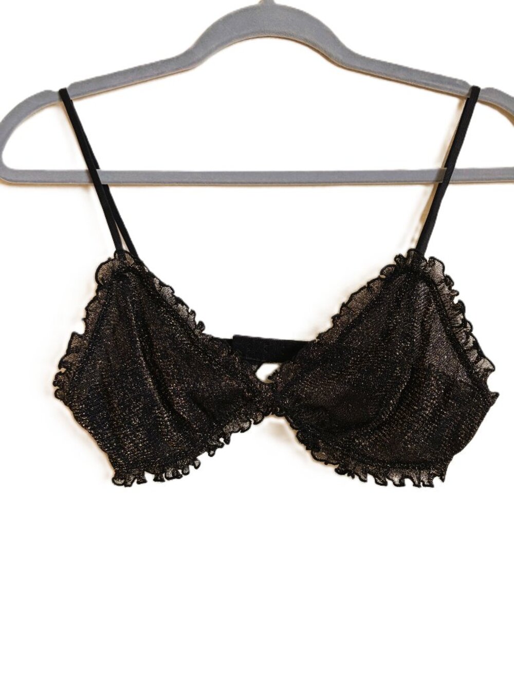 Chelsea28 Metallic Mesh Sheer Triangle Bralette Size L NWOT